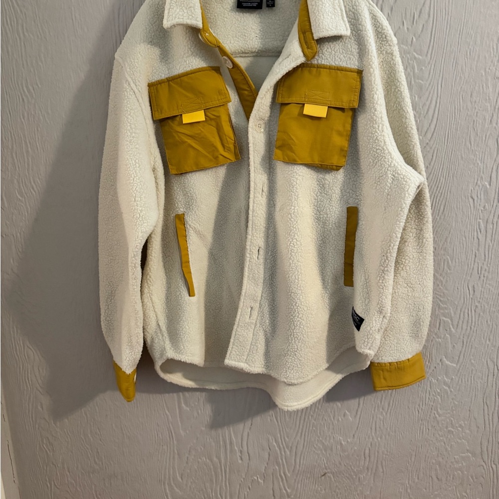 WESC Cream Sherpa Jacket with Mustard Trim